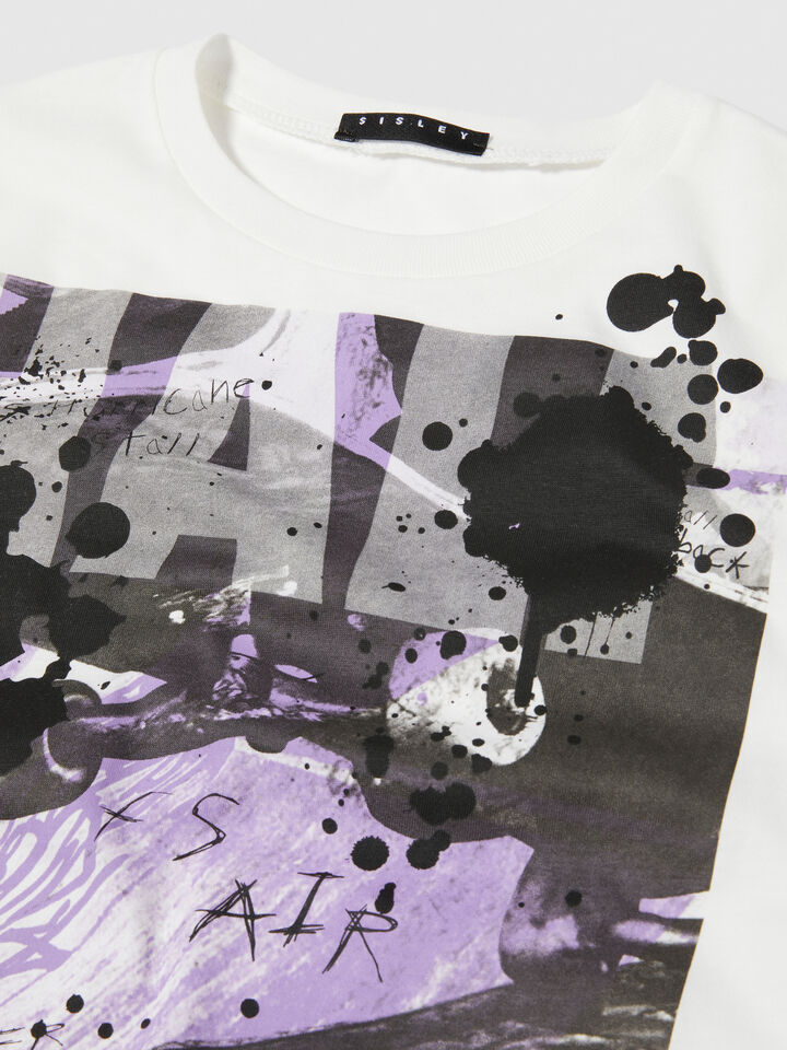 T-shirt with print - boys' short sleeve t-shirts - White | Sisley Young image number 3